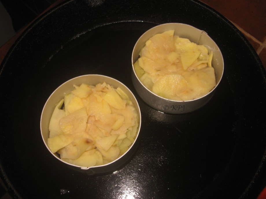 Potato rosti cooking gently
