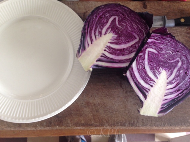 Red cabbage, ready for pickle prep