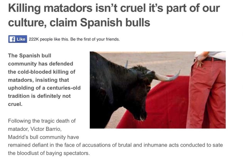 Let's hear it for the culturally victimised bulls